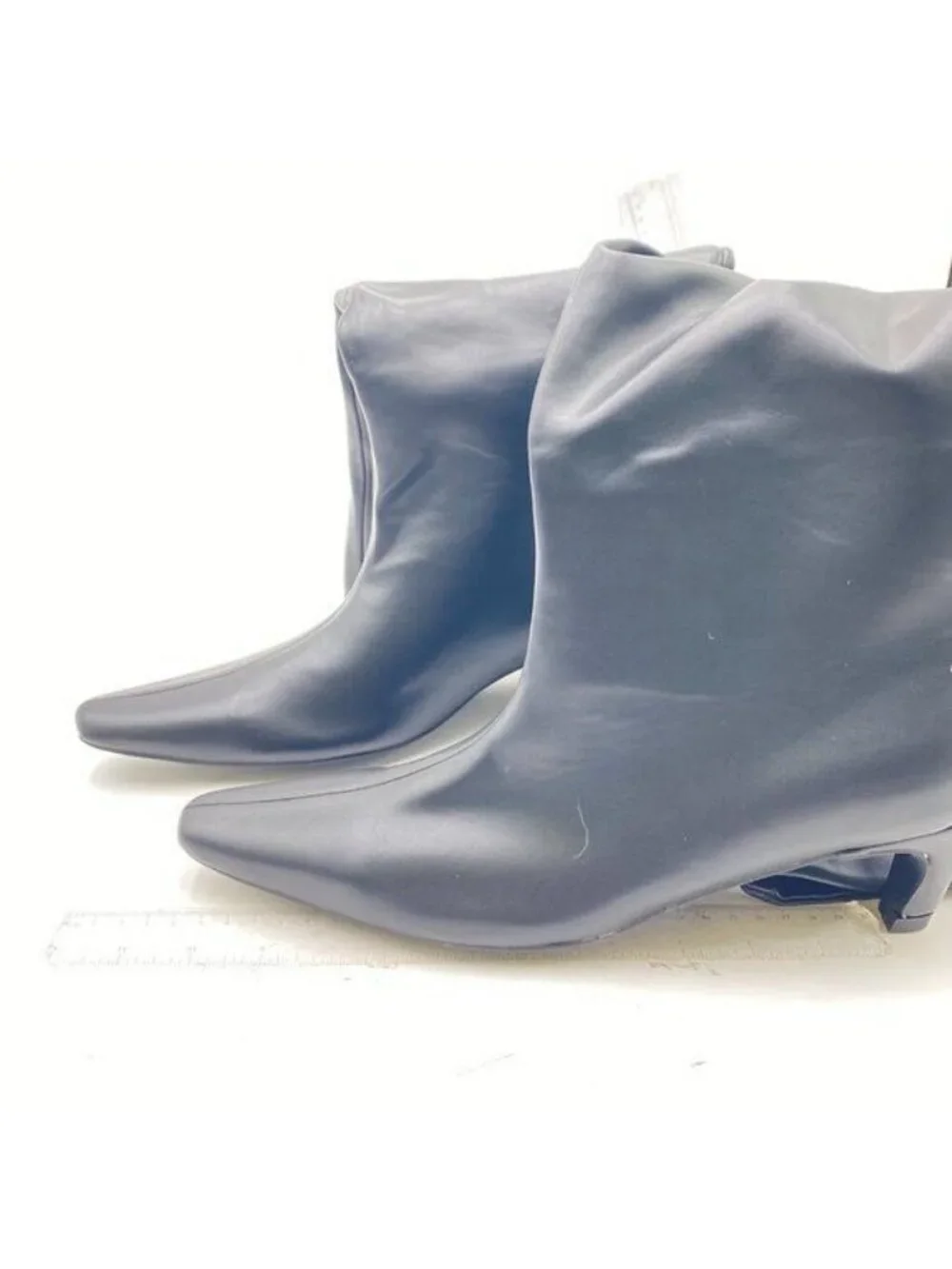 Black Women's Stylish Square Toe Slip On Kitten Heel Over The Knee High Boots